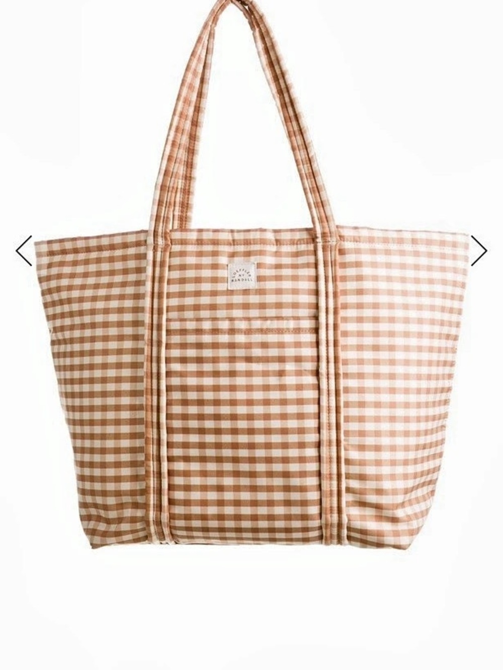 Loeffler Randall Mira Brown Gingham Everyday Tote Orange & White